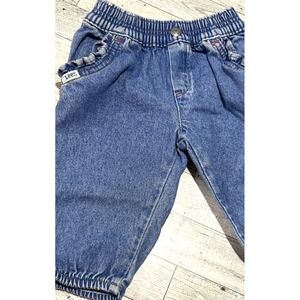Vintage 90s Lee Jeans Made In USA Girls Size 12 months Rainbow Stitching Ruffles